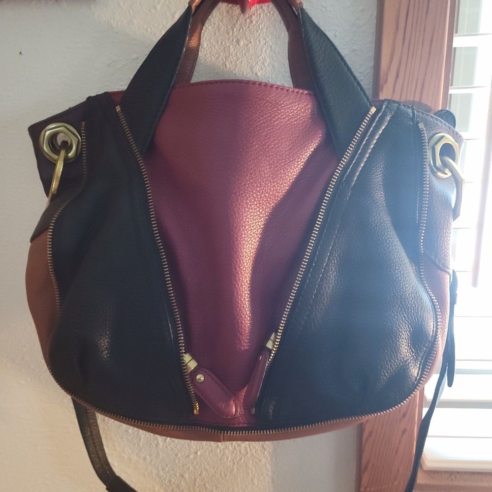 orYANY Gwen Color- Block (4 colors) Pebble Leather Satchel.